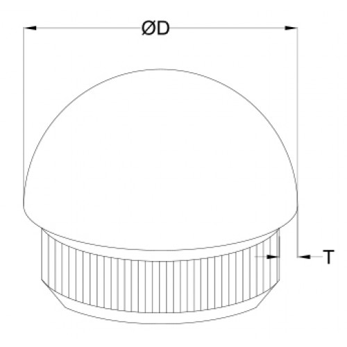 End Cap - Half Globe - 316 - 42.4mm  x 2.5mm 